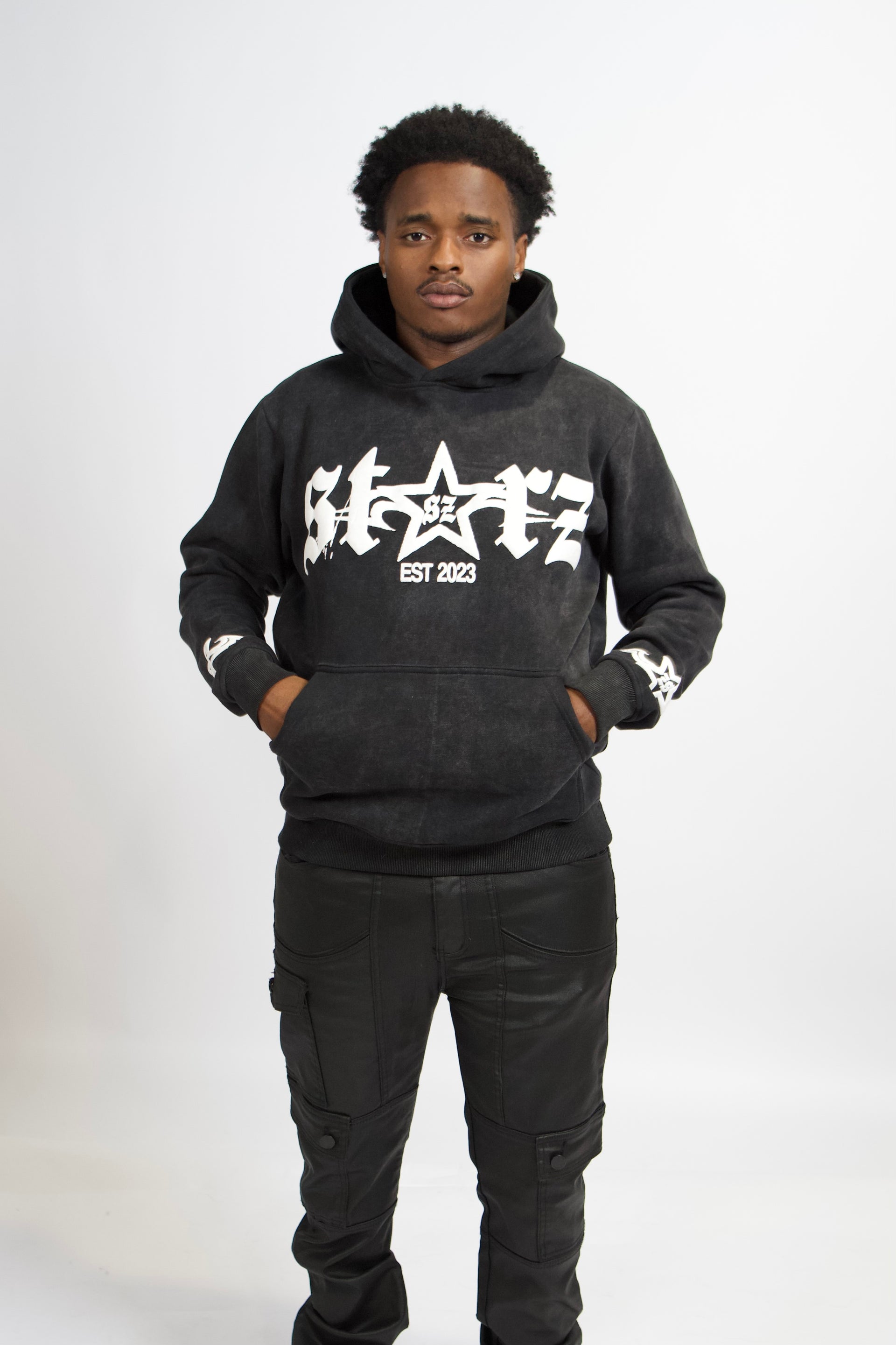 “Essential” Black Washed Hoodie